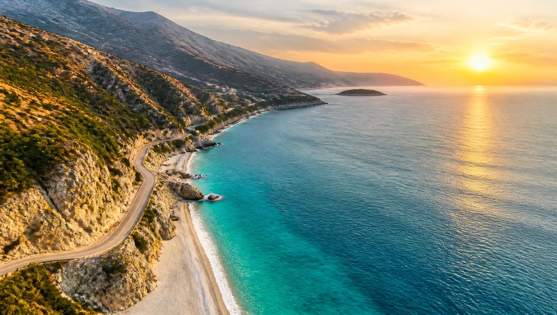 Coastal road along the Albanian Riviera